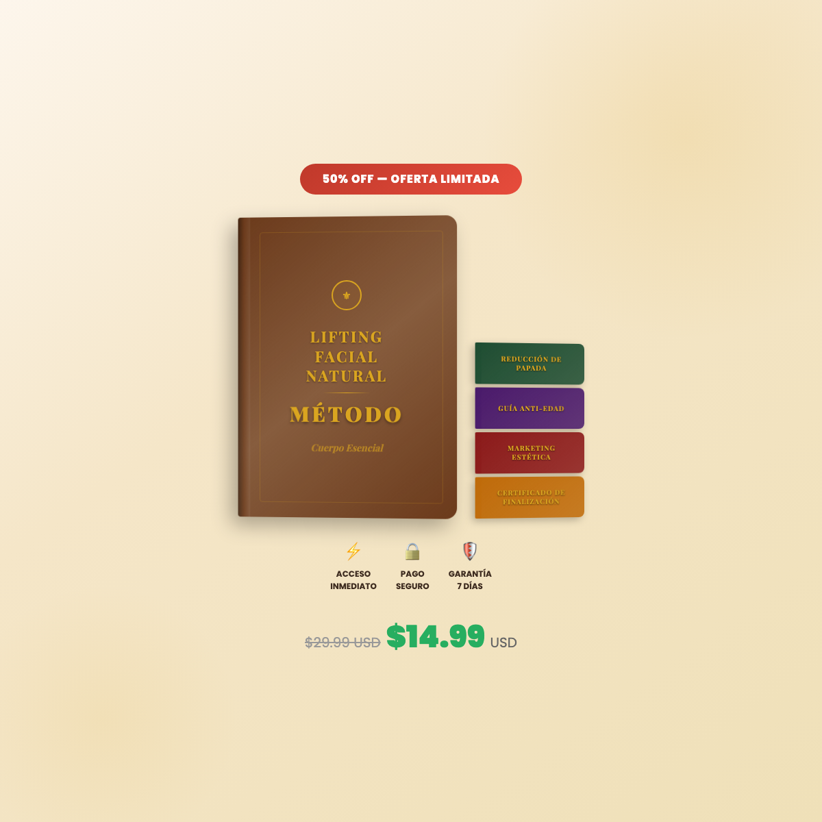 LIFTING FACIAL NATURAL Y REDUCCIÓN DE PAPADA + 4 BONUS DE REGALO